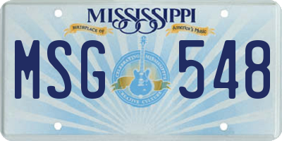 MS license plate MSG548