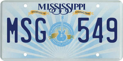 MS license plate MSG549
