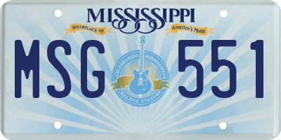 MS license plate MSG551
