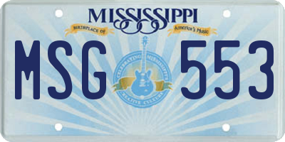 MS license plate MSG553