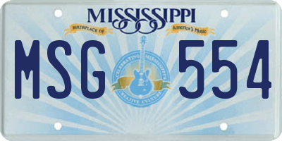 MS license plate MSG554