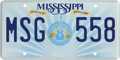 MS license plate MSG558