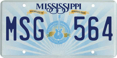 MS license plate MSG564