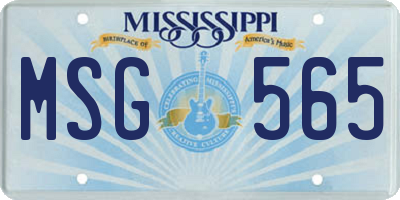 MS license plate MSG565