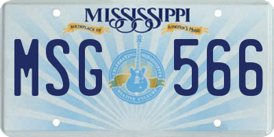 MS license plate MSG566