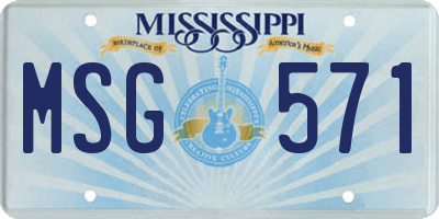 MS license plate MSG571