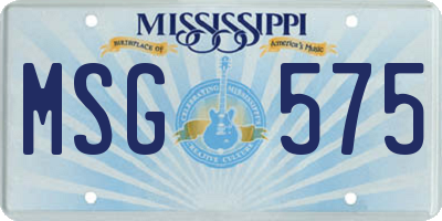 MS license plate MSG575