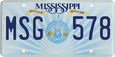 MS license plate MSG578