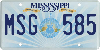 MS license plate MSG585