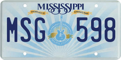 MS license plate MSG598