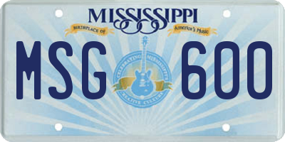 MS license plate MSG600
