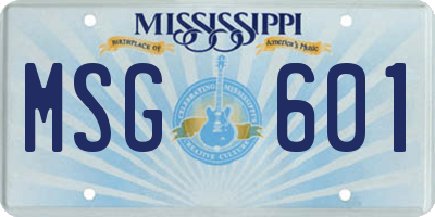 MS license plate MSG601