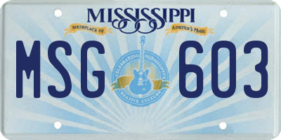 MS license plate MSG603