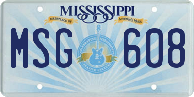 MS license plate MSG608
