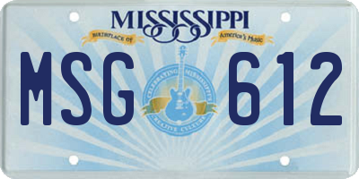 MS license plate MSG612