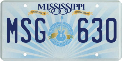 MS license plate MSG630