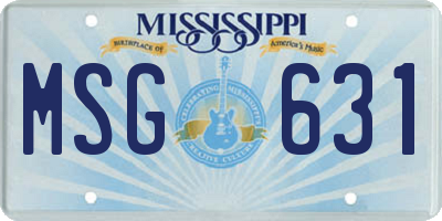 MS license plate MSG631