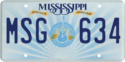 MS license plate MSG634