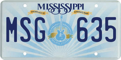 MS license plate MSG635