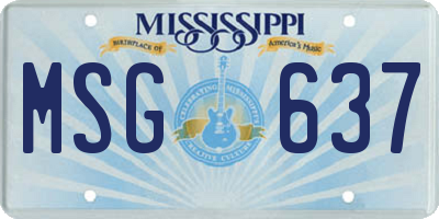 MS license plate MSG637
