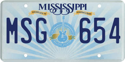 MS license plate MSG654