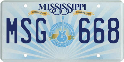 MS license plate MSG668