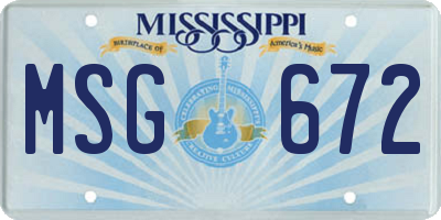 MS license plate MSG672