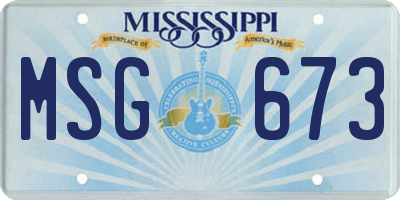 MS license plate MSG673