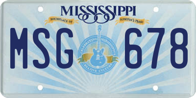 MS license plate MSG678