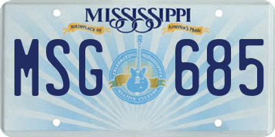 MS license plate MSG685