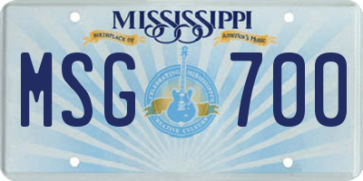 MS license plate MSG700
