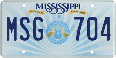 MS license plate MSG704
