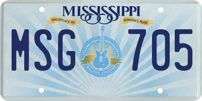 MS license plate MSG705