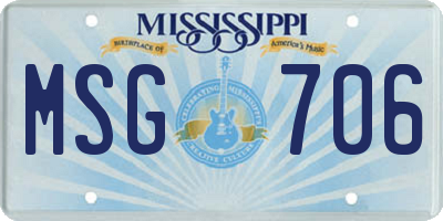 MS license plate MSG706