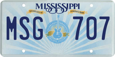 MS license plate MSG707