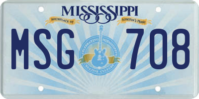 MS license plate MSG708