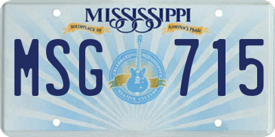MS license plate MSG715