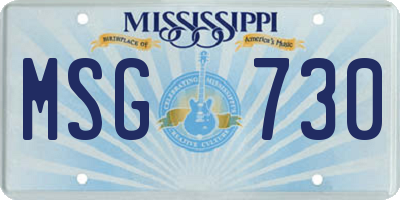 MS license plate MSG730