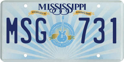 MS license plate MSG731