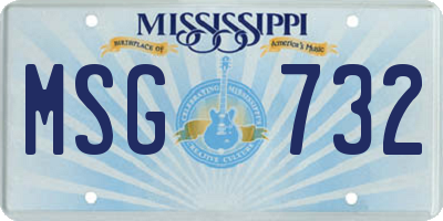 MS license plate MSG732