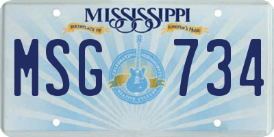 MS license plate MSG734