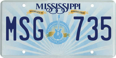 MS license plate MSG735