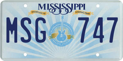 MS license plate MSG747