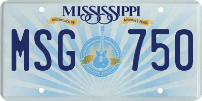 MS license plate MSG750