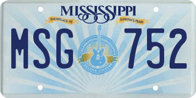MS license plate MSG752