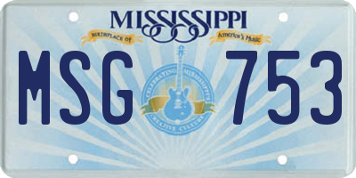 MS license plate MSG753