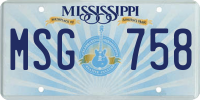 MS license plate MSG758