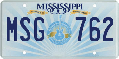 MS license plate MSG762