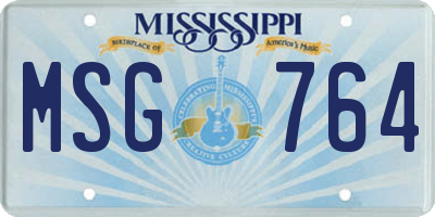 MS license plate MSG764