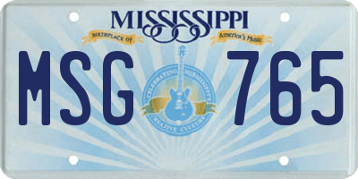 MS license plate MSG765
